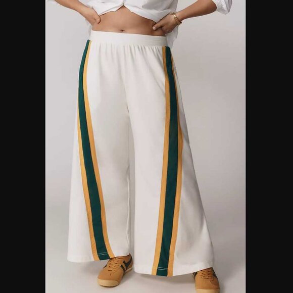 New XL Daily Practice x Anthropologie Pull-on wide leg track pants in white - Picture 2 of 11